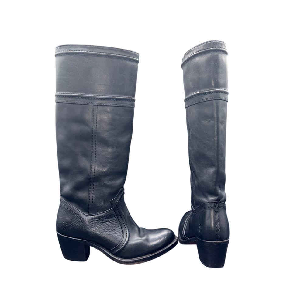 Frye Jane Stitch 77233 Women’s 7.5 B Black Leather Tall Riding Boots